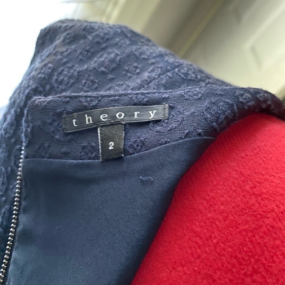 Theory, Orinthia Jacquard Cap Sleeve Dress (navy) size 2 - Picture 3 of 6